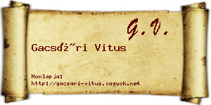 Gacsári Vitus névjegykártya